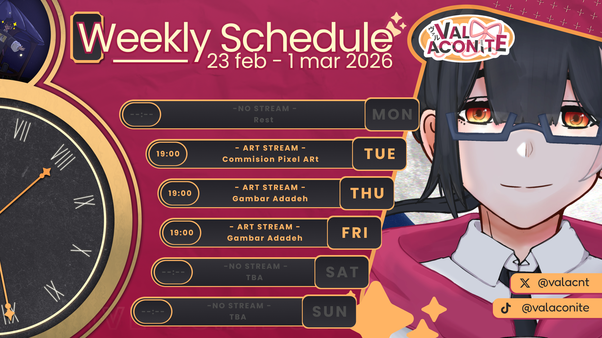Weekly Schedule Val Aconite
